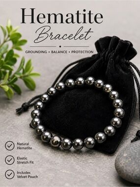 Women’s Hematite Bead Bracelet | Stretch Fit | Minimalist Style | Gift Ready